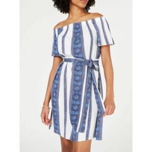 Michael Kors Off the Shoulder Mosaic‎ Stripe Dress Size XS